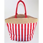 9216- RED AND WHITE STRIPE CANVAS TOTE
